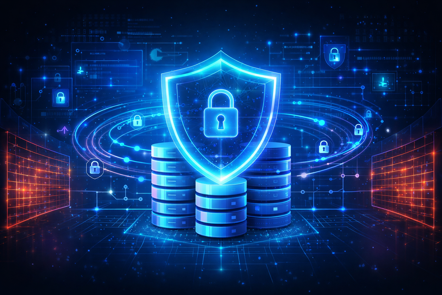 Abstract representation of cybersecurity and digital locks
